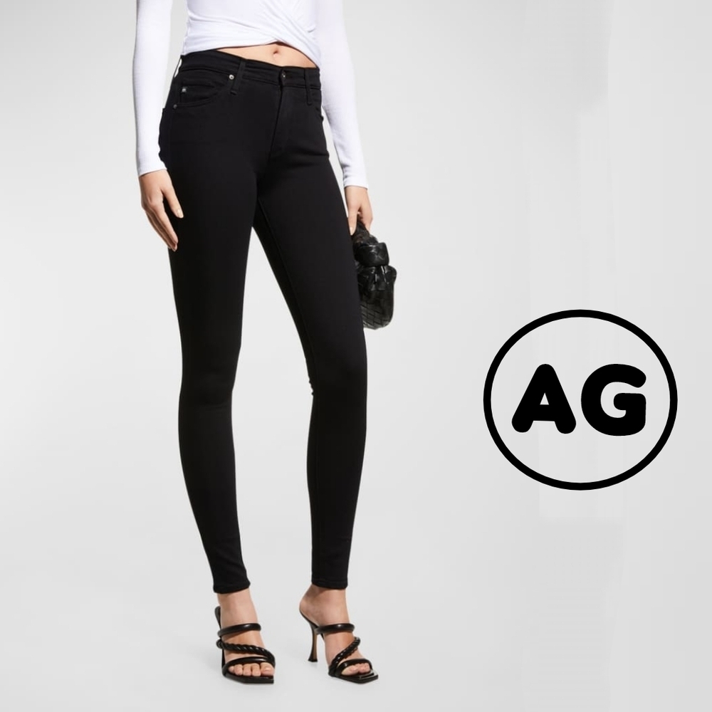 AG Adriano Goldschmied The Farrah High Rise Skinny Ankle Jeans Super Black